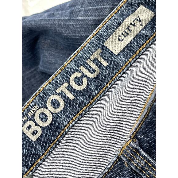 New York Company Jeans Women Size 14 Blue Curvy Bootcut Mid Rise DISTRESS HEM - Picture 5 of 7